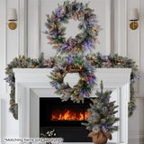 National Tree Company 76cm Pre Lit Snowy Stamford Spruce Battery Operated Christmas Wreath w/LE