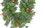 Christmas Garland with Lights - Battery Operated 274cm Wintry Pine - Front View