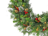 Christabelle Christmas Wreath with Lights - 76cm Wintry Pine - Front View