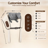Livemor Neck Massager with Heat Pillow Shiatsu Shoulder Back Massager Pain Relief Tissue Kneading - Front View