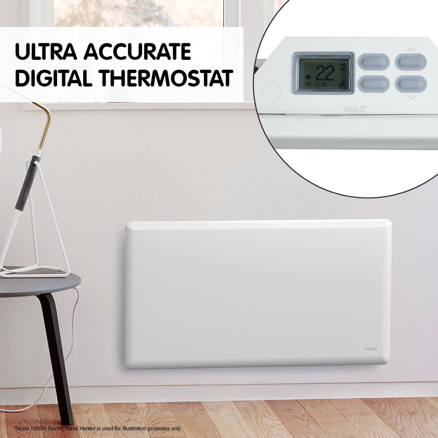 Nobo 2000W NTL4S20-FS40 Electric Panel Heater Thermostat & Castors
