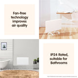 Nobo 2000W NTL4S20-FS40 Electric Panel Heater Thermostat & Castors - 45-Degree Angle