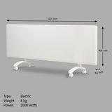 Nobo 2400W NTL4S24-FS40 Electric Panel Heater Thermostat & Castors - Low Angle