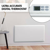 Nobo 2400W NTL4T24 Electric Panel Heater w/ Timer Thermostat & Castors - Front View