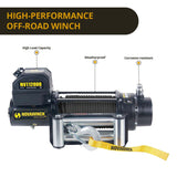 Novawinch 12000LBS 12V Electric Winch Synthetic Rope Off Road 4x4 - 45-Degree Angle