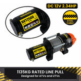 NovaWinch T Series 12V Electric Winch 1133KG 2500LBS - Rear View