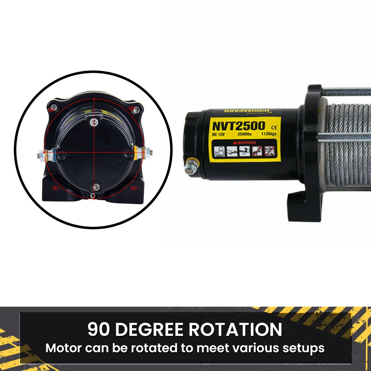NovaWinch T Series 12V Electric Winch 1133KG 2500LBS