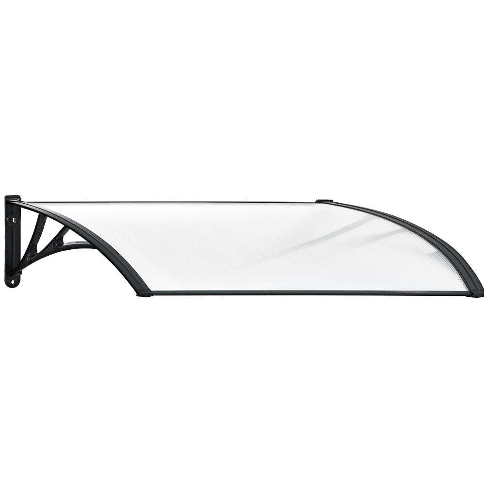 SHADE SHIELD 1x1m Exterior Awning, Black DIY External UV Rain Protection Clear Polycarbonate Canopy Cover