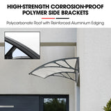 SHADE SHIELD 1x1m Exterior Awning, Black DIY External UV Rain Protection Clear Polycarbonate Canopy Cover