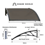 SHADE SHIELD 1x1m Exterior Awning, Black DIY External UV Rain Protection Grey Tinted Polycarbonate Canopy Cover