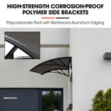 SHADE SHIELD 1x1m Exterior Awning, Black DIY External UV Rain Protection Grey Tinted Polycarbonate Canopy Cover