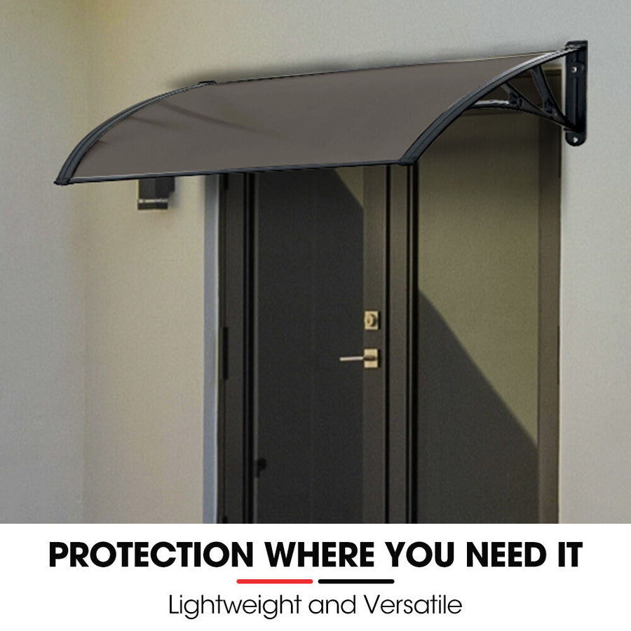 SHADE SHIELD 1x1m Exterior Awning, Black DIY External UV Rain Protection Grey Tinted Polycarbonate Canopy Cover
