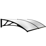 SHADE SHIELD 2x1m Exterior Awning, Black DIY External UV Rain Protection Clear Polycarbonate Canopy Cover
