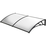SHADE SHIELD 2x1m Exterior Awning, Black DIY External UV Rain Protection Clear Polycarbonate Canopy Cover