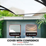 SHADE SHIELD 2x1m Exterior Awning, Black DIY External UV Rain Protection Clear Polycarbonate Canopy Cover