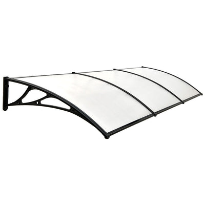 SHADE SHIELD 3x1m Exterior Awning, Black DIY External UV Rain Protection Clear Polycarbonate Canopy Cover