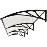 SHADE SHIELD 3x1m Exterior Awning, Black DIY External UV Rain Protection Clear Polycarbonate Canopy Cover - Front View