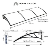SHADE SHIELD 3x1m Exterior Awning, Black DIY External UV Rain Protection Clear Polycarbonate Canopy Cover