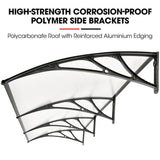 SHADE SHIELD 3x1m Exterior Awning, Black DIY External UV Rain Protection Clear Polycarbonate Canopy Cover