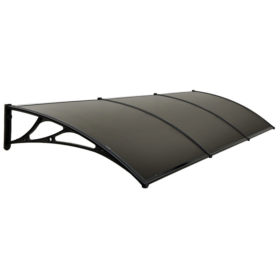 SHADE SHIELD 3x1m Exterior Awning, Black DIY External UV Rain Protection Grey Tinted Polycarbonate Canopy Cover