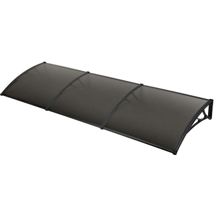 SHADE SHIELD 3x1m Exterior Awning, Black DIY External UV Rain Protection Grey Tinted Polycarbonate Canopy Cover