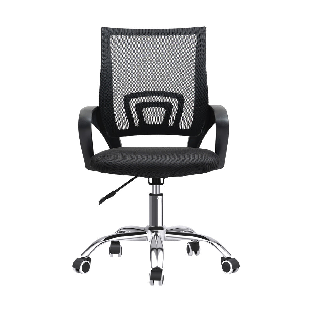 Oikiture Office Chair with Casters Swivel Armrests Black