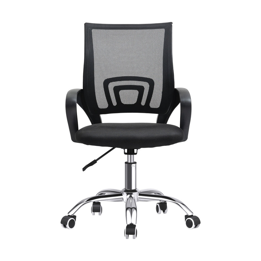 Oikiture Office Chair with Casters Swivel Armrests Black