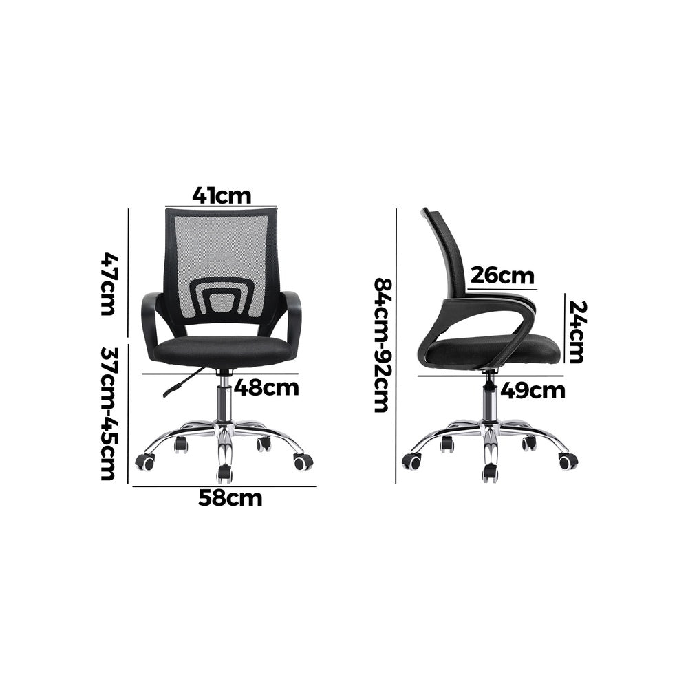 Oikiture Office Chair with Casters Swivel Armrests Black