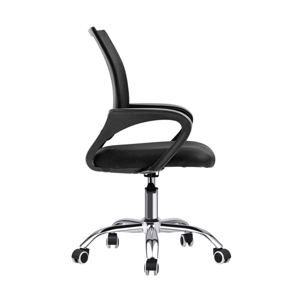 Oikiture Office Chair with Casters Swivel Armrests Black