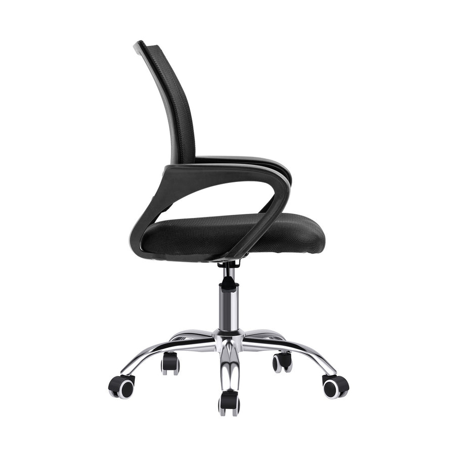 Oikiture Office Chair with Casters Swivel Armrests Black