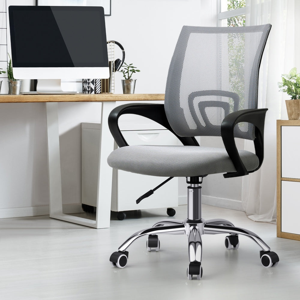 Oikiture Office Chair with Mesh Backrest Foam Seat Grey