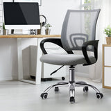 Oikiture Office Chair with Mesh Backrest Foam Seat Grey - Rear View