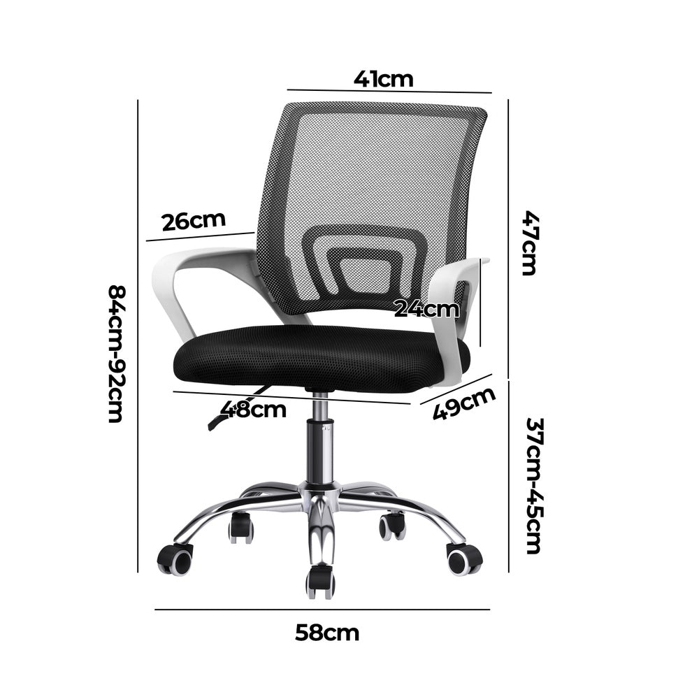 Oikiture Mesh Office Chair Foam Seat White&Black