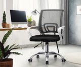Oikiture Mesh Office Chair Foam Seat White&Black - Rear View