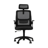 Oikiture Office Chair with Mesh Headrest Backrest Black - Close-Up Angle