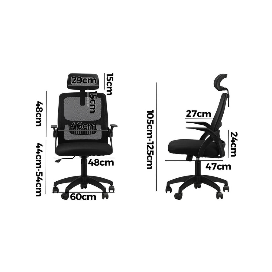 Oikiture Office Chair with Mesh Headrest Backrest Black
