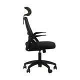 Oikiture Office Chair with Mesh Headrest Backrest Black - Rear View