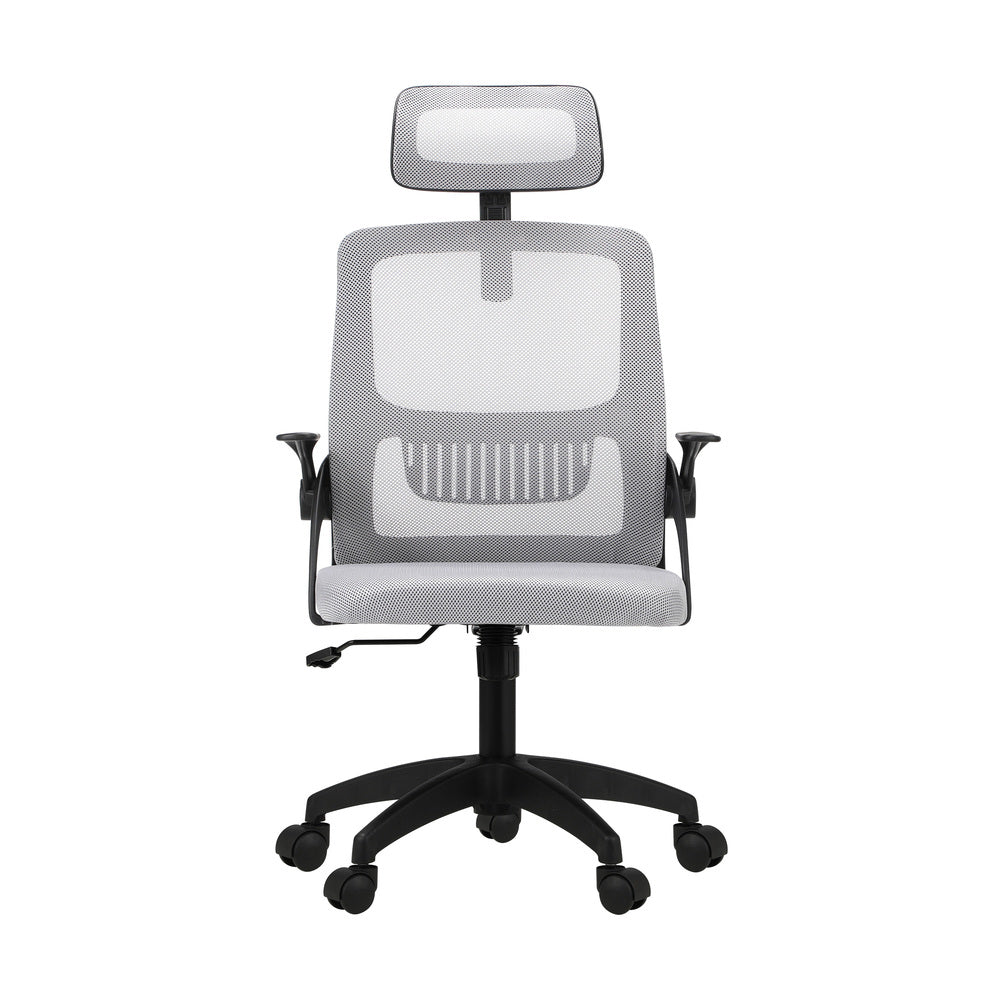 Oikiture Mesh Office Chair Fabric Seat Black&Grey