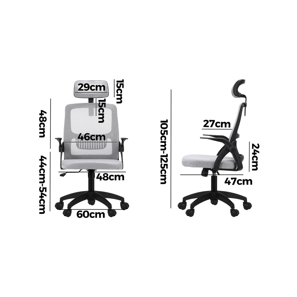 Oikiture Mesh Office Chair Fabric Seat Black&Grey