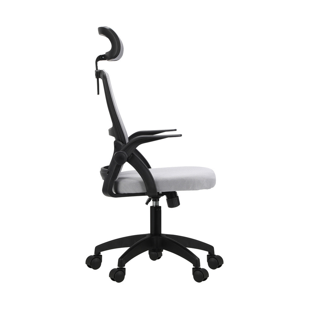 Oikiture Mesh Office Chair Fabric Seat Black&Grey