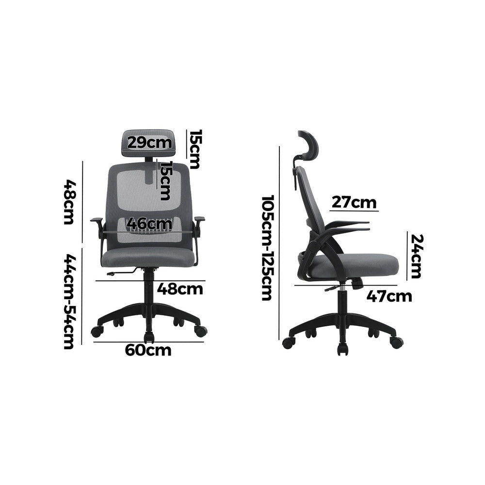 Oikiture Ergonomic Office Chair Back Support Dark Grey&Black