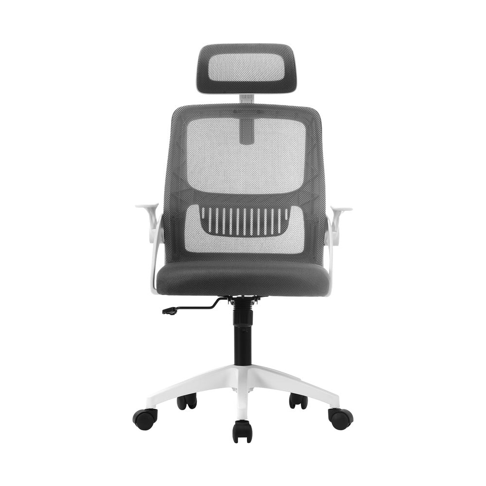 Oikiture Ergonomic Office Chair Back Support Dark Grey&White