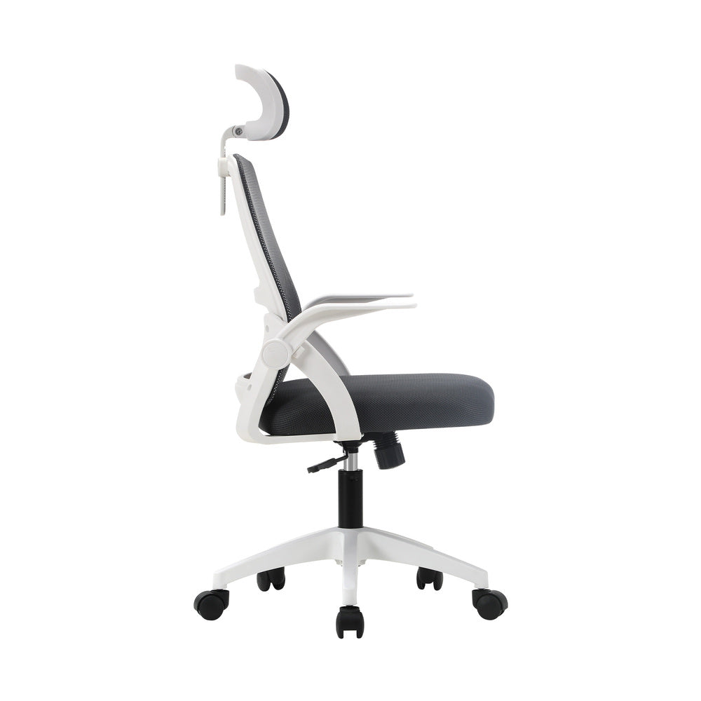 Oikiture Ergonomic Office Chair Back Support Dark Grey&White
