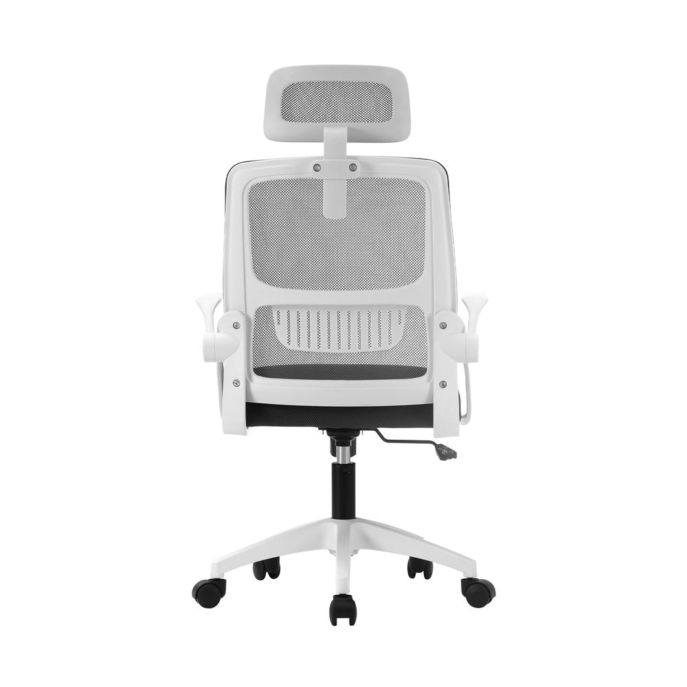 Oikiture Ergonomic Office Chair Back Support Dark Grey&White