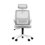 Oikiture Mesh Office Chair Fabric Seat White - Front View