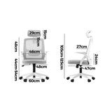 Oikiture Mesh Office Chair Fabric Seat White - Side View