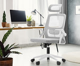 Oikiture Mesh Office Chair Fabric Seat White - 45-Degree Angle