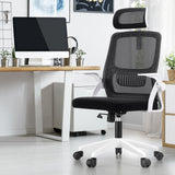Oikiture Mesh Office Chair Fabric Seat Black&White - Rear View