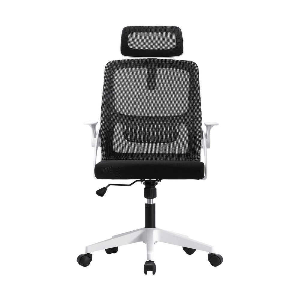 Oikiture Mesh Office Chair Fabric Seat Black&White