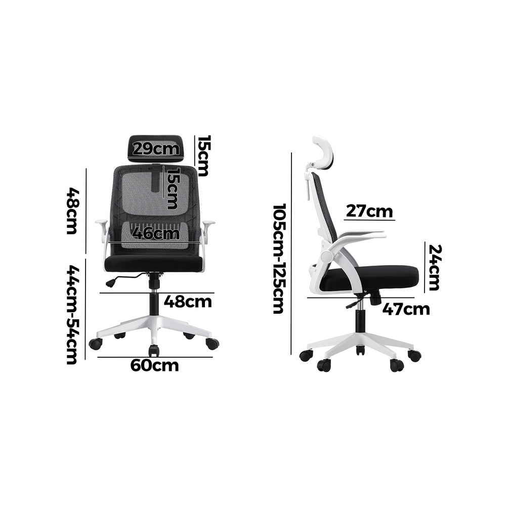 Oikiture Mesh Office Chair Fabric Seat Black&White